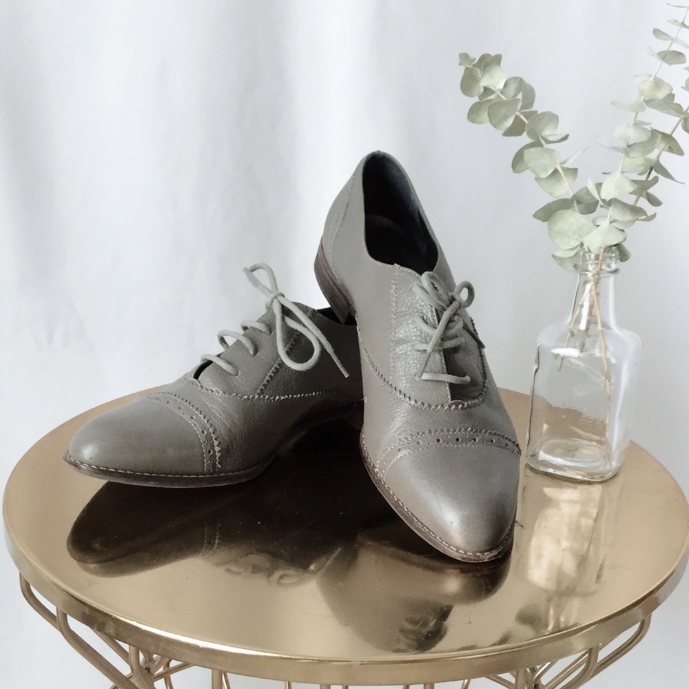Talbots Gray Leather Oxfords Lace-up Loafers